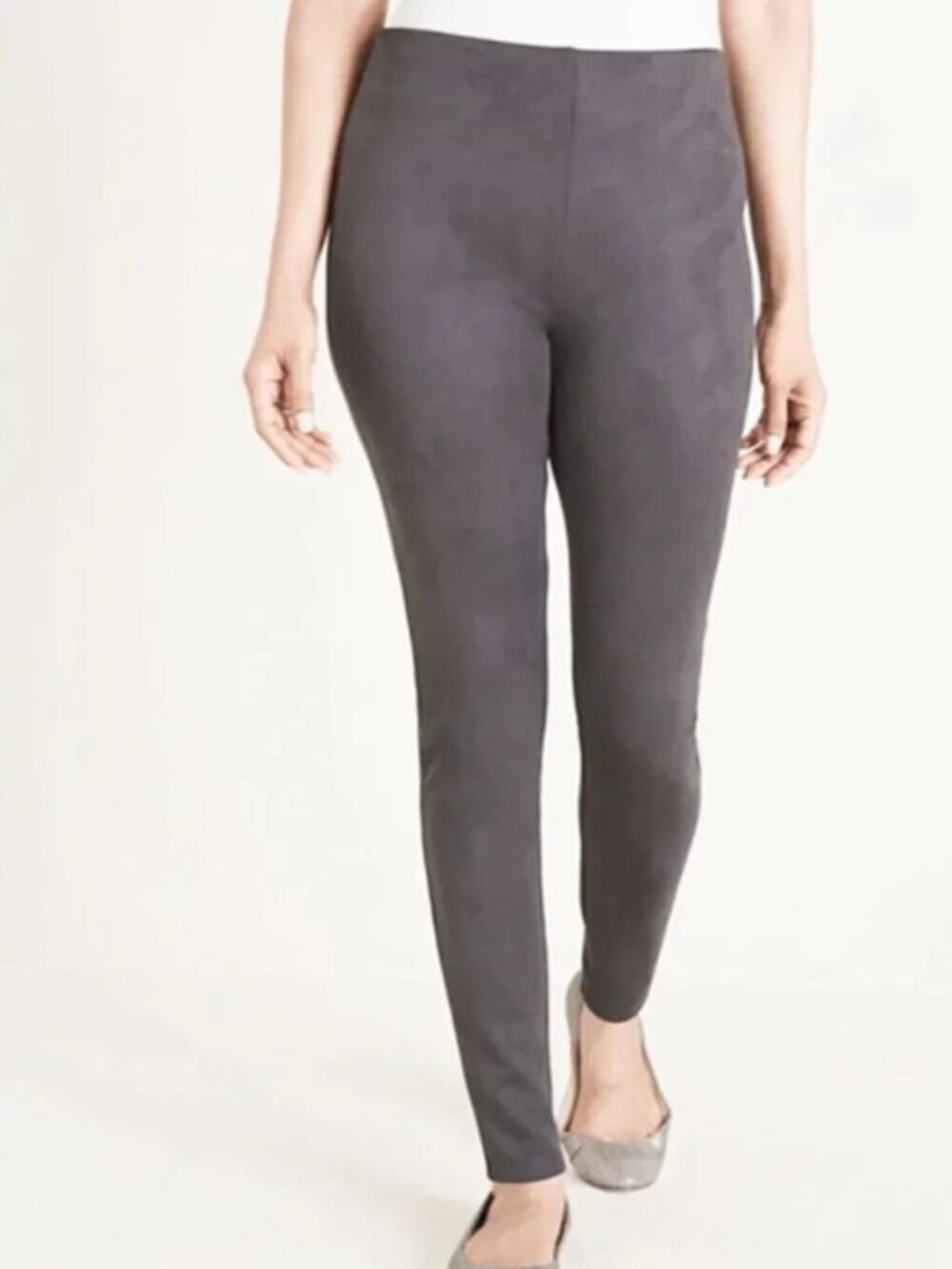 Chico’s Faux-Suede Gray Leggings size 1